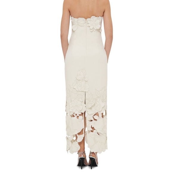 Leo Lin Rayna Crepe Strapless Dress in Vanilla - Picture 4 of 5
